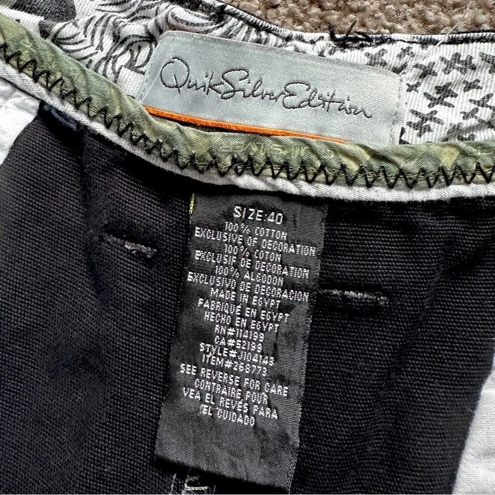 Quiksilver Edition Black Twill Cotton Shorts Men's Size 40 Summer Surfer Skater